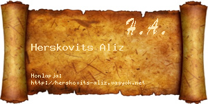 Herskovits Aliz névjegykártya